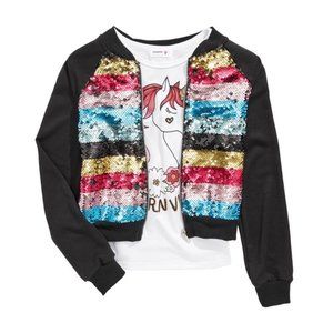 Beautees Big Girls 2-Pc. Flip Sequin Bomber Jacket & Tank Top Set